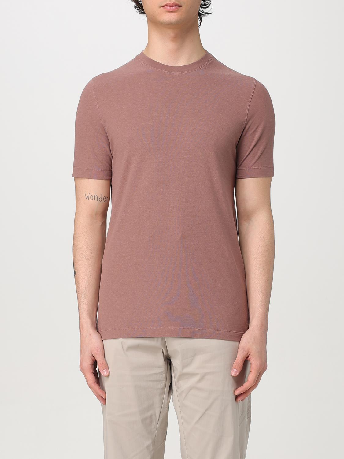 Zanone Short-sleeved Cotton T-shirt In Peach