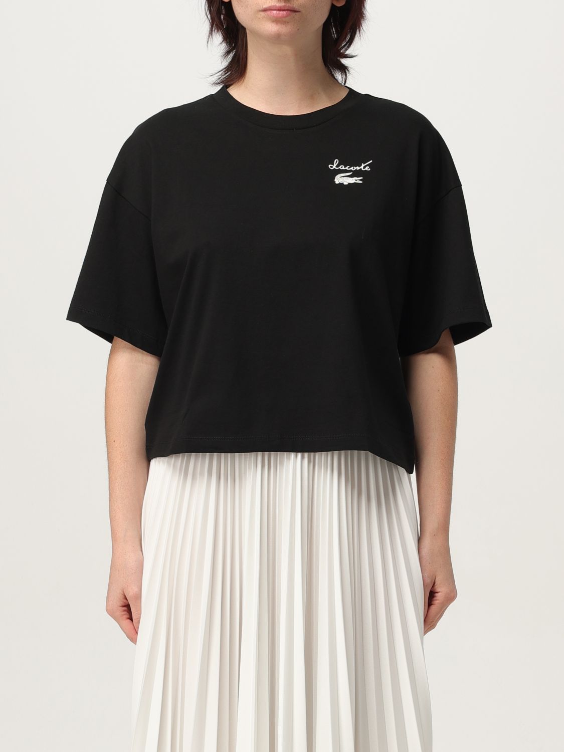 Lacoste Logo Jersey T-shirt In Black
