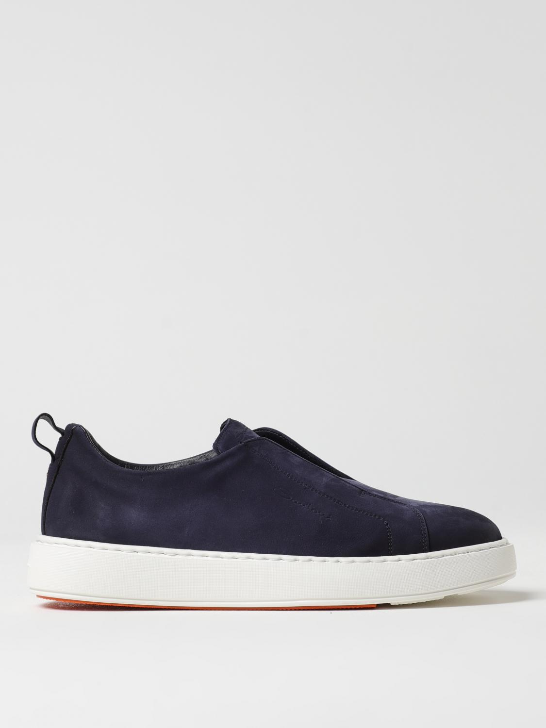 Santoni Victory-fehu59 Laceless Sneakers In Leather In Blue