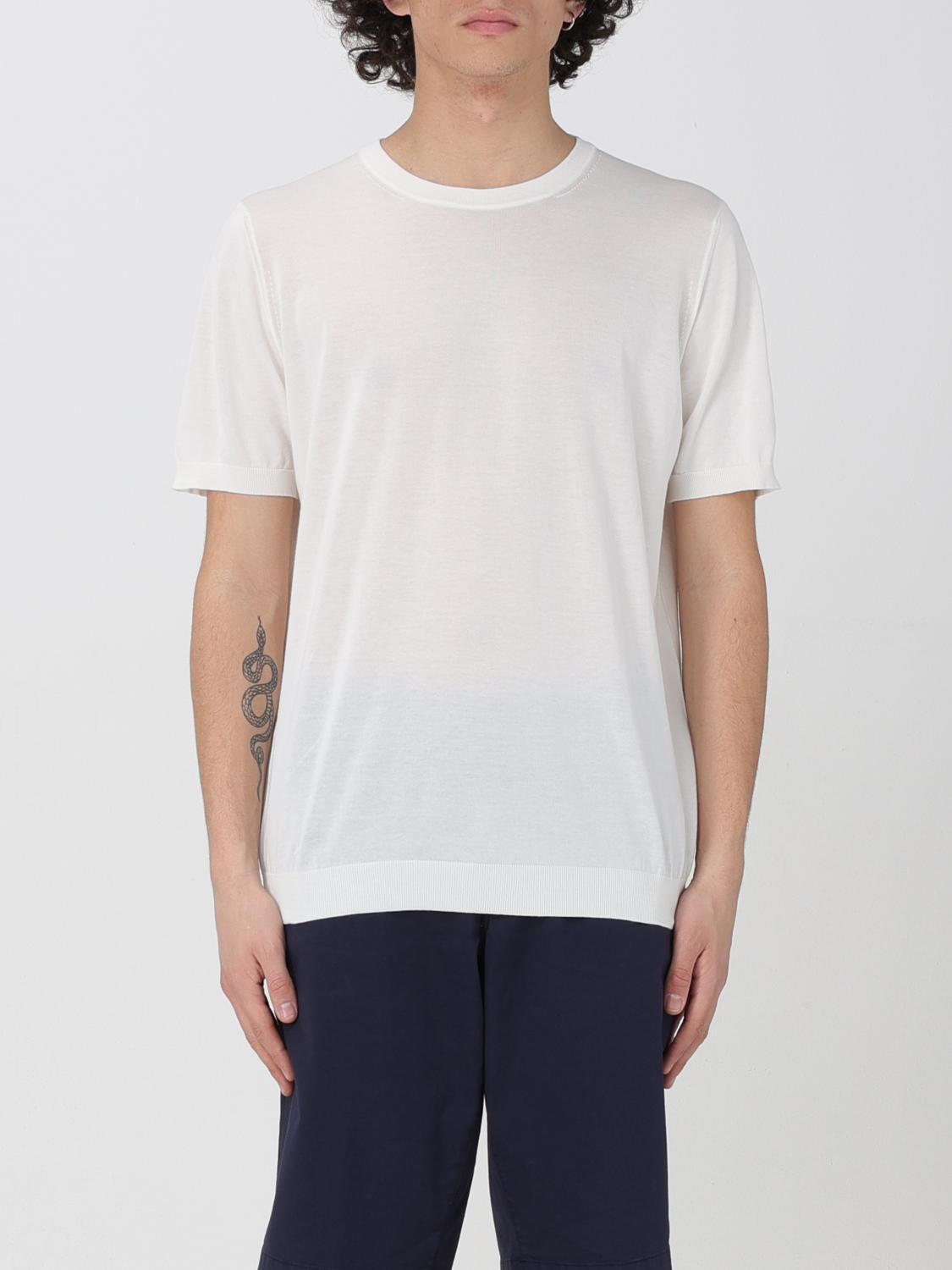 Drumohr Crew Neck T-shirt In Milky White Cotton In Milk