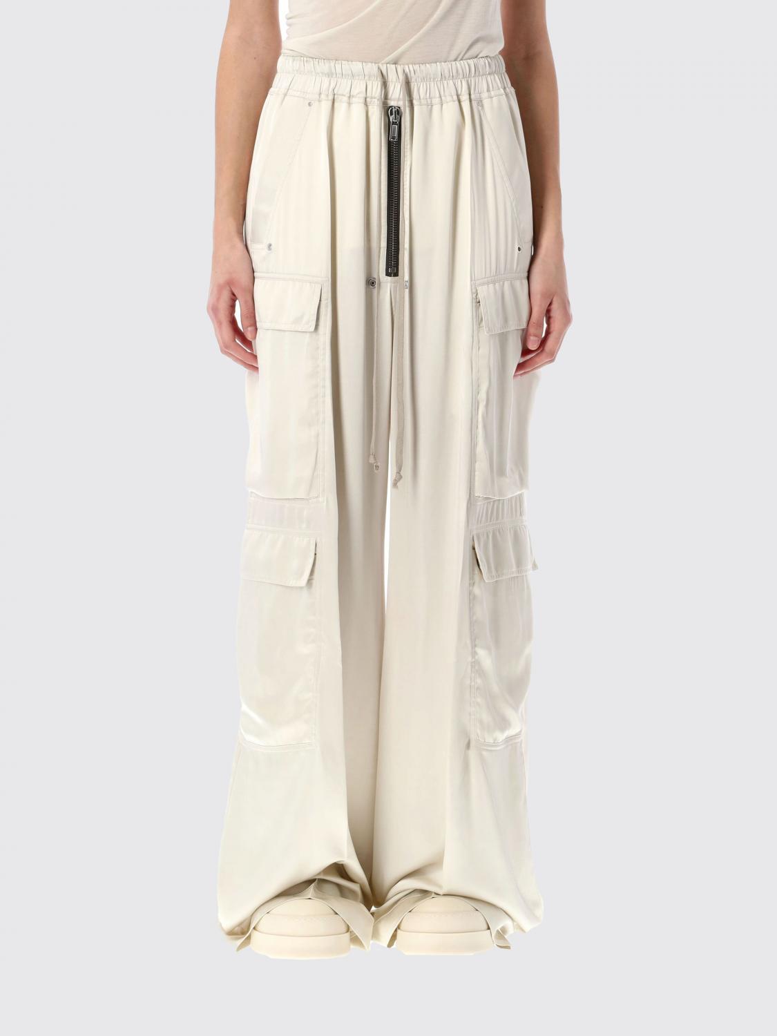 Rick Owens Dinge White Acetate Cargobelas Pants In Yellow Cream