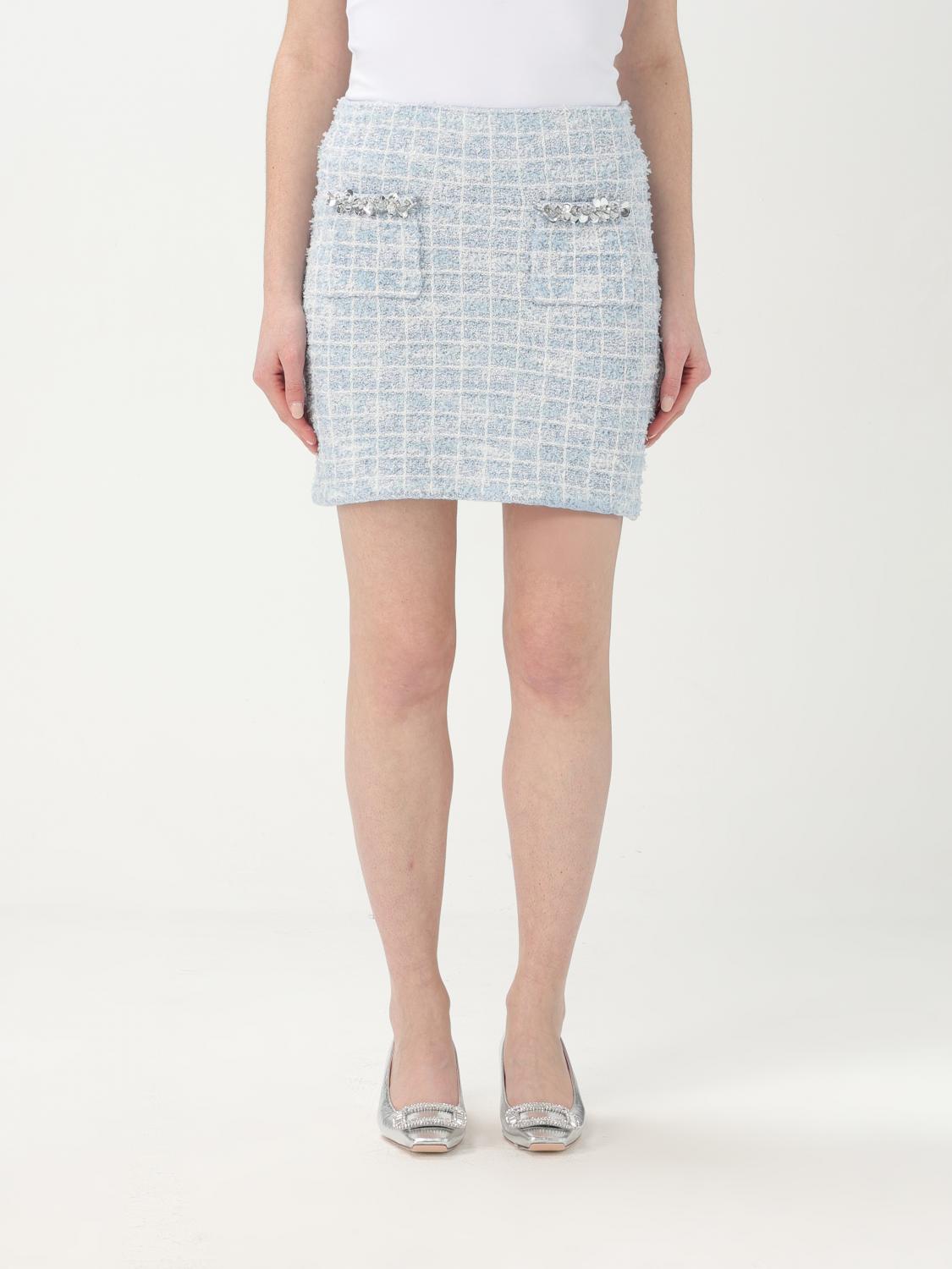 Self-portrait Self Portrait Women Light Blue Sequin Check Tweed Mini Skirt In Blue