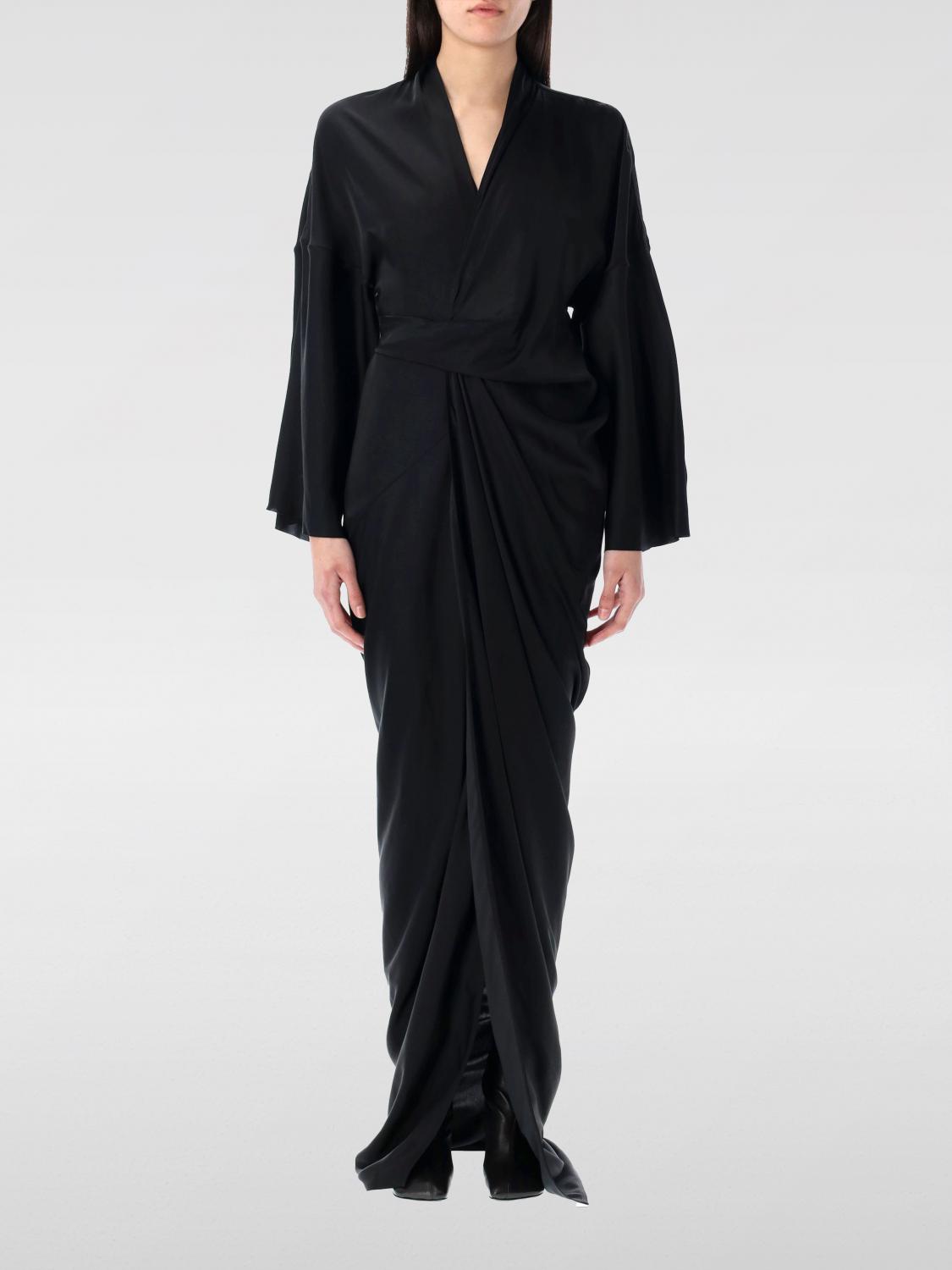 Rick Owens Wrap Gown With Deep V-neckline In Black
