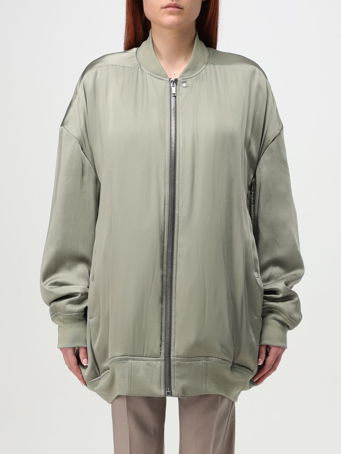 Rick Owens Oversized Peter Bomber Jacket With Smooth Finish In Green