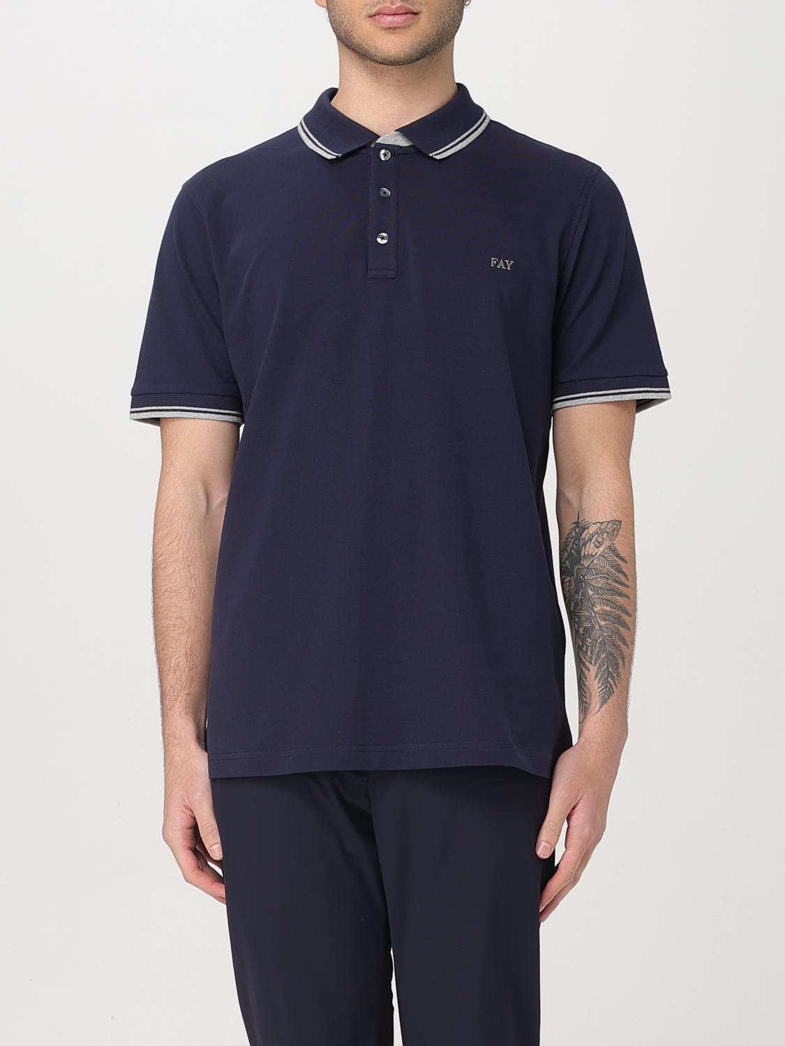 Fay Polo Shirt Men Color Blue In Ink