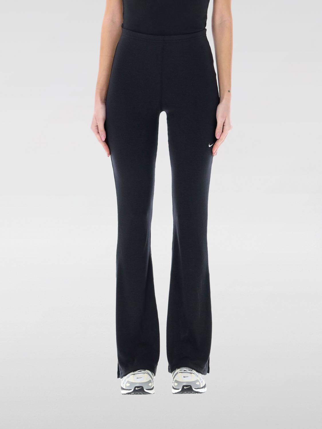 Nike Logo Embroidered Ribbed Jogging Pants In Schwarz