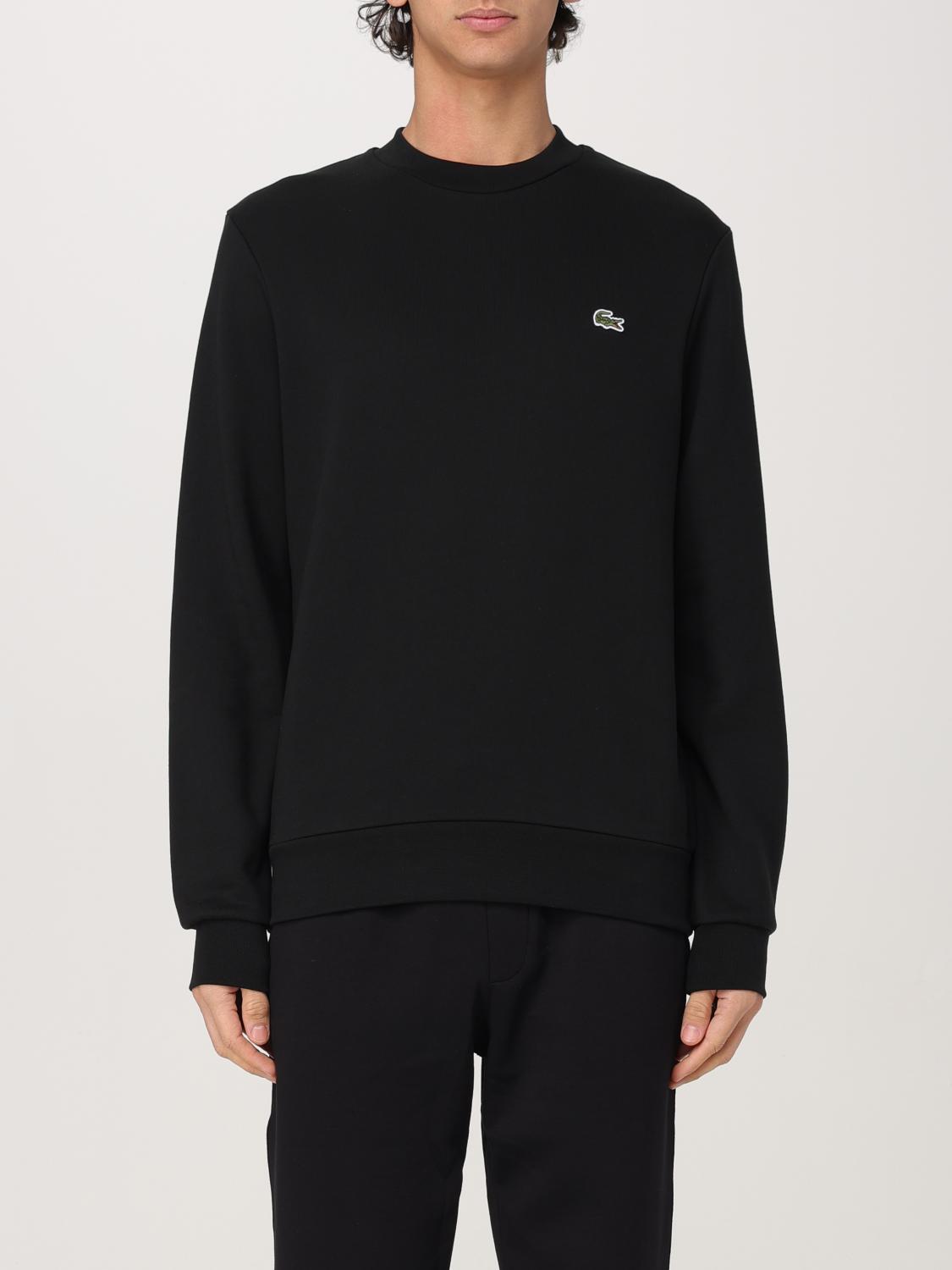 Lacoste Mens Crew Neck Fleece Sweatshirt In Black