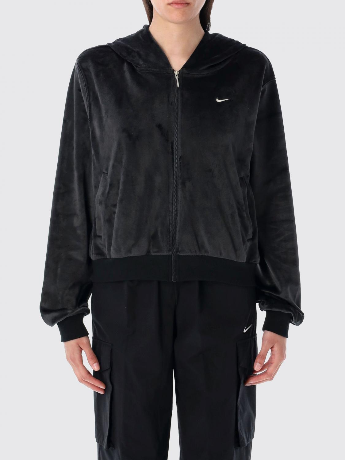 Nike Velour Full-zip Hoodie In Black