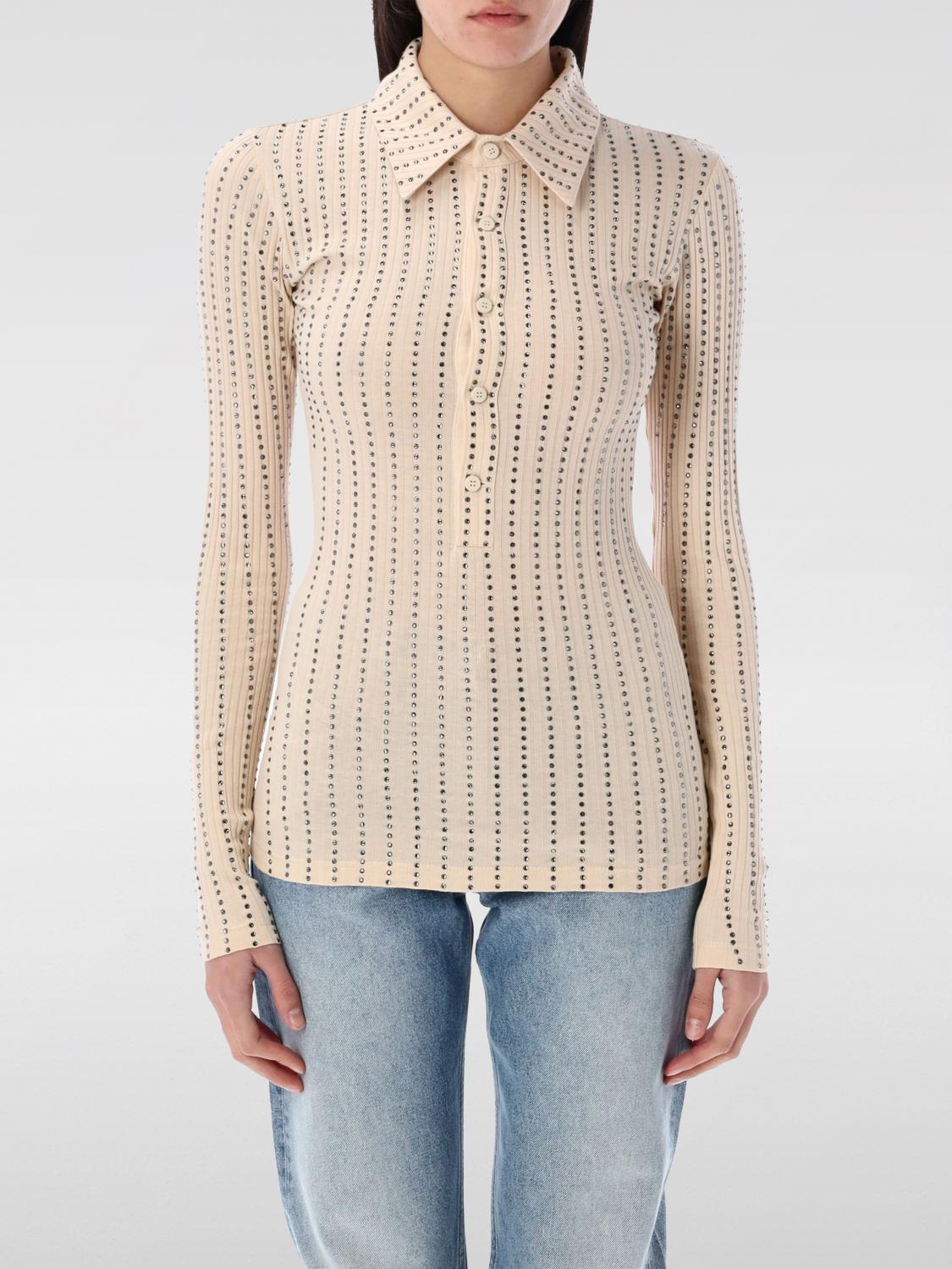 Shop Attico Polo Shirt The Woman Color Ecru