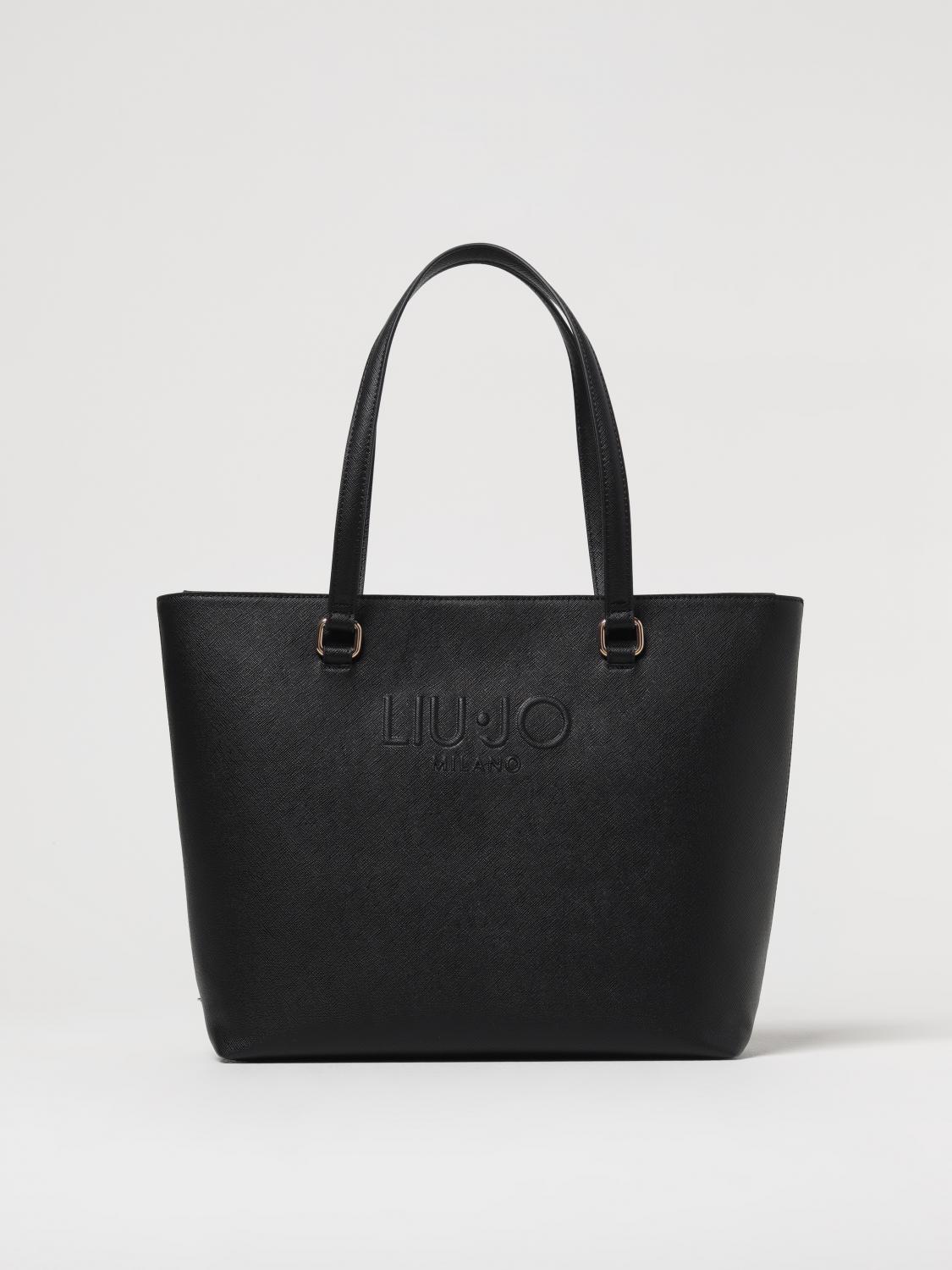 Liu •jo Liu Jo Structured Black Tote Bag With Embossed Logo In Black