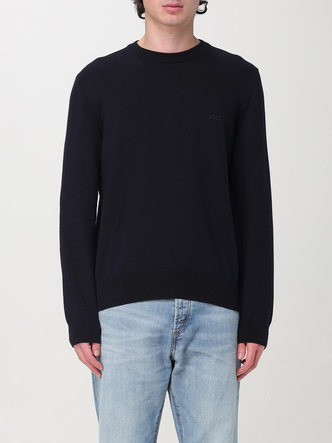 Hugo Boss Boss Virgin Wool Crew-neck Sweater In Black