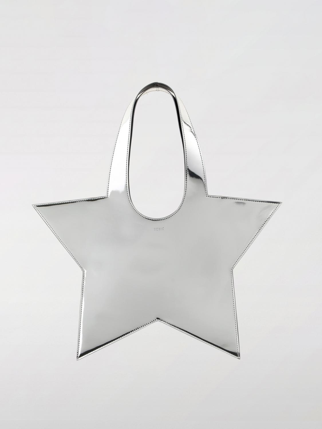 Coperni Star Metallic Mini Handbag With Embossed Logo Lettering On The Front And Mirrored Effect In Leather In Silver
