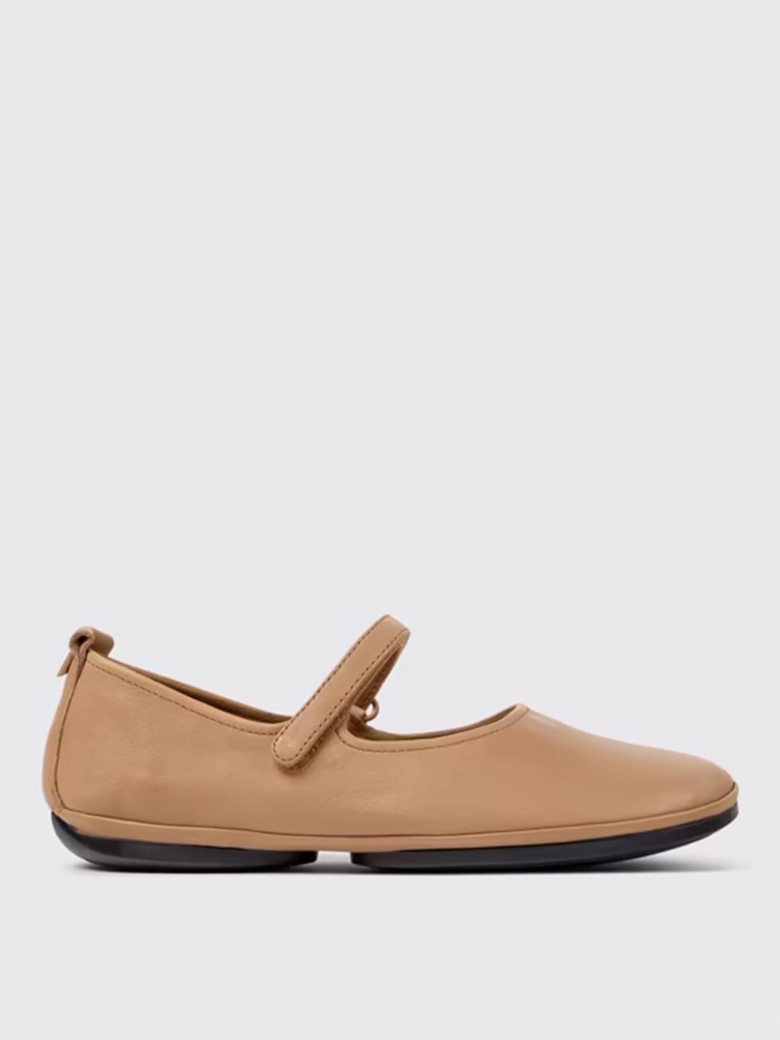 Camper Right Nina Suede Ballerina Shoes In Nude