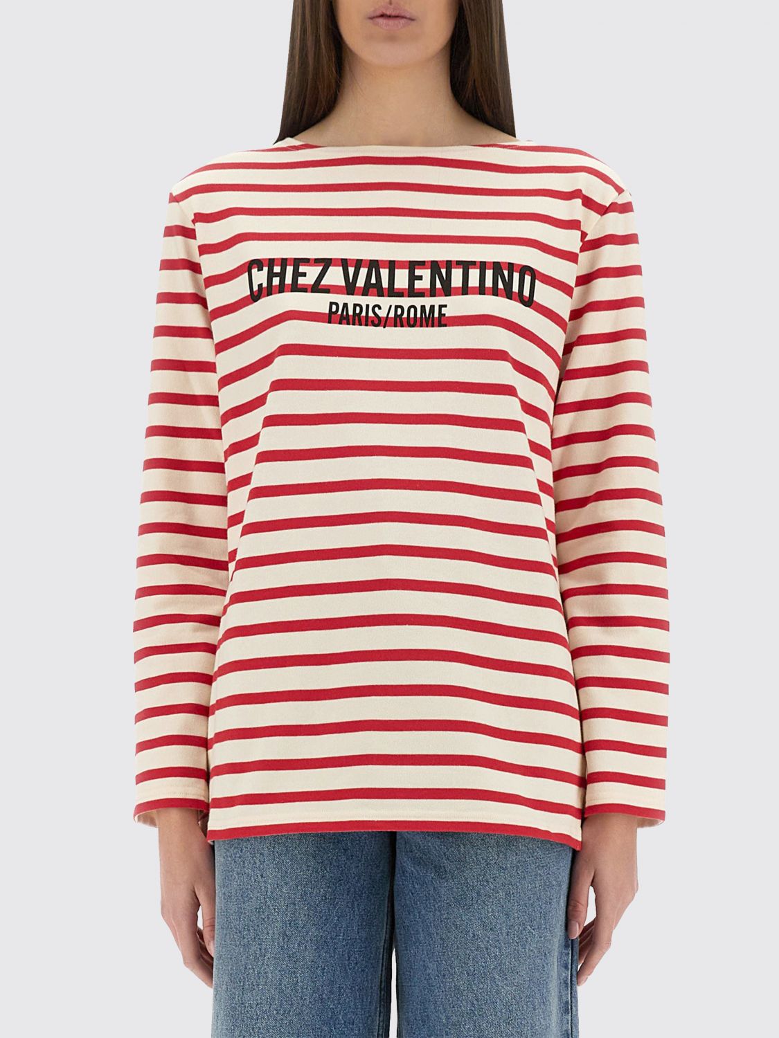 Valentino Garavani Cotton Long Sleeve T-shirt With Print In Multi