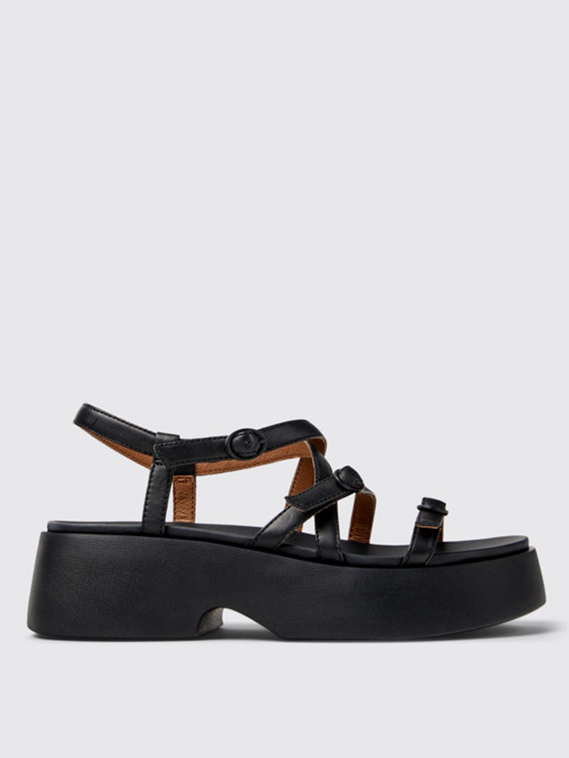 Camper Tasha Ankle Strap Platform Sandal In Schwarz