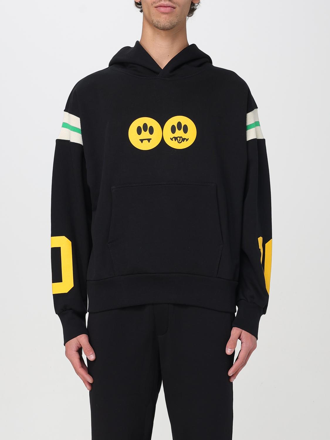 Barrow Cotton Sweatshirt With Hood And Graphic Print In Black