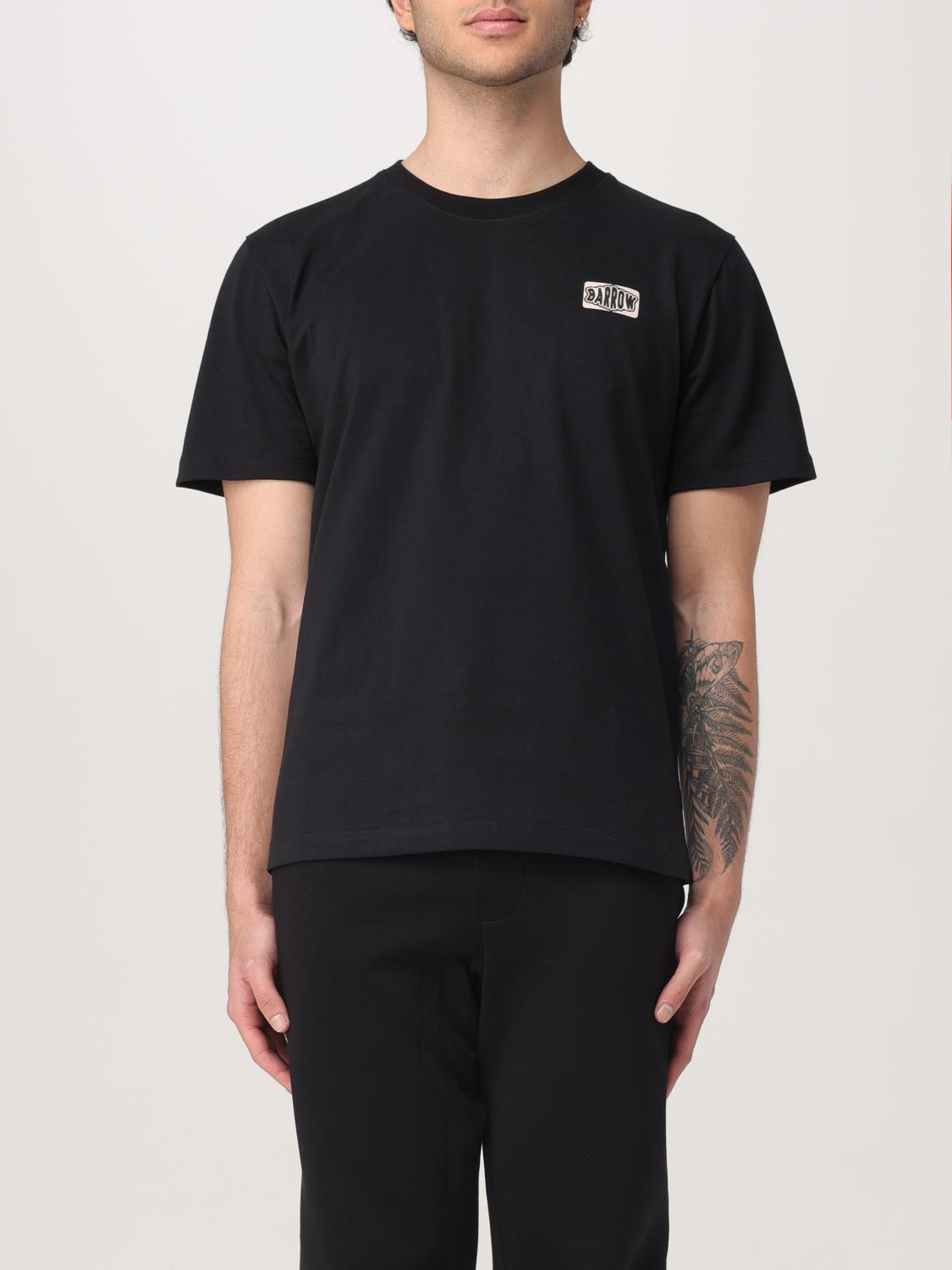 Barrow Cotton T-shirt With Tennis Basket Ball Man Print In Black