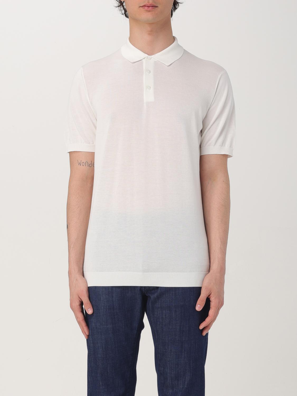 Drumohr White Button Down Polo Shirt In Milch