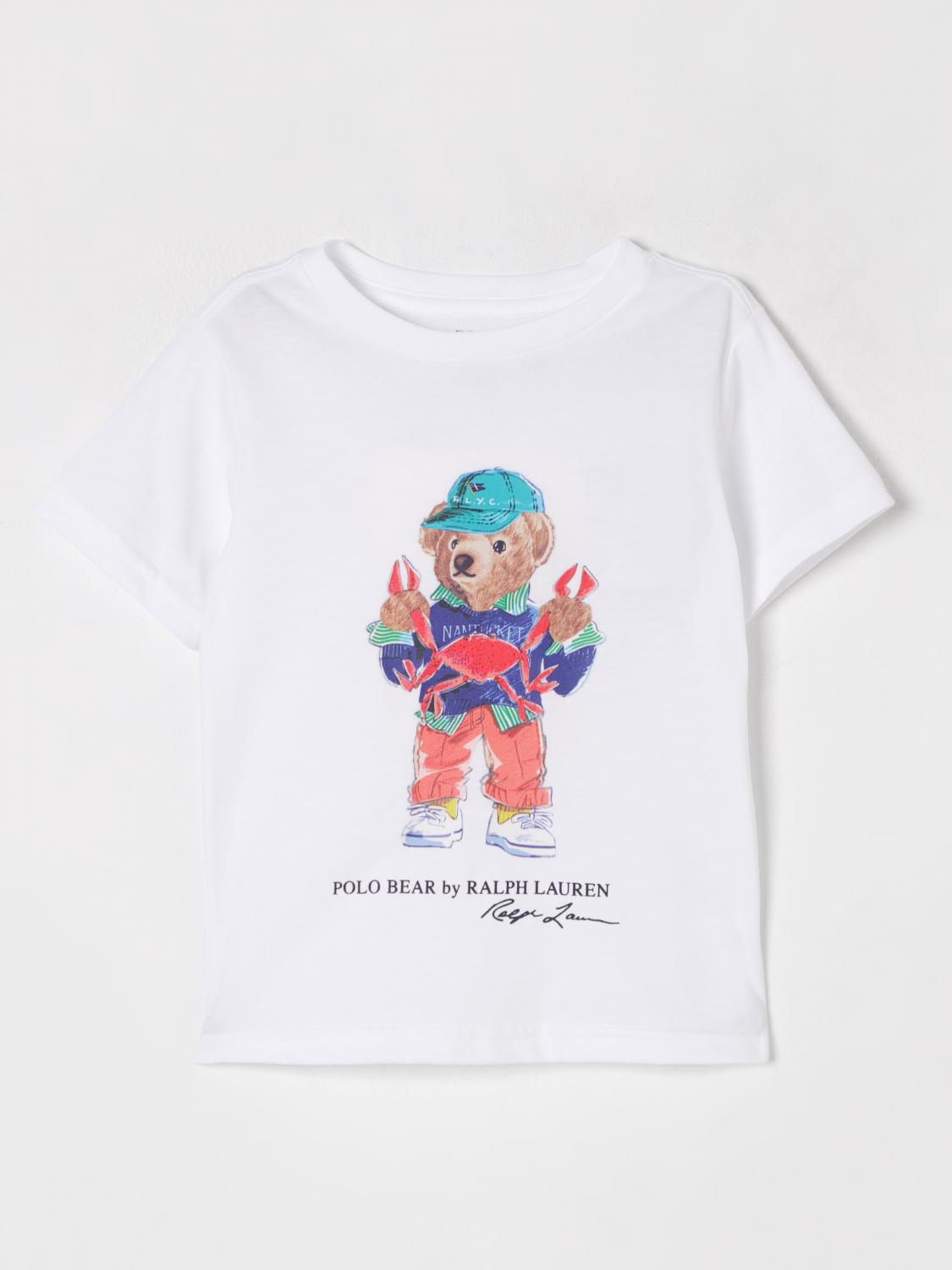 Polo Ralph Lauren White Crewneck T-shirt With Maxi Logo Print On The Front And Logo Lettering On The Front In Cotton B In White