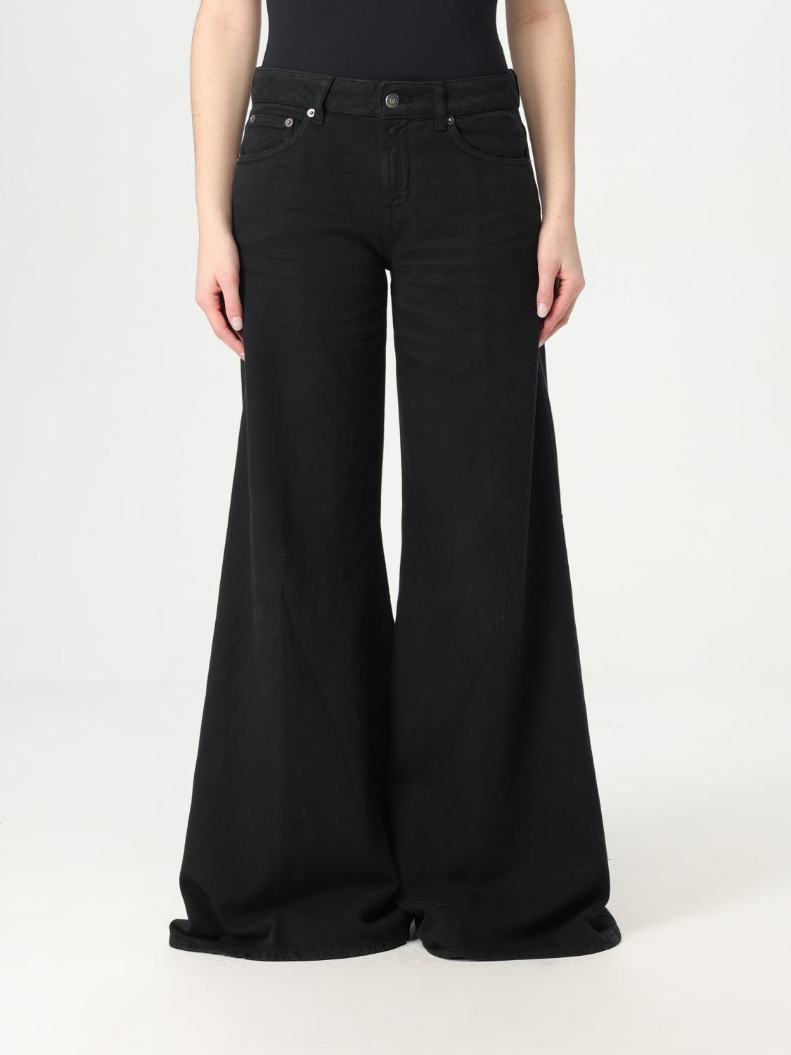 Dondup Wide Leg Amber Jeans In Black