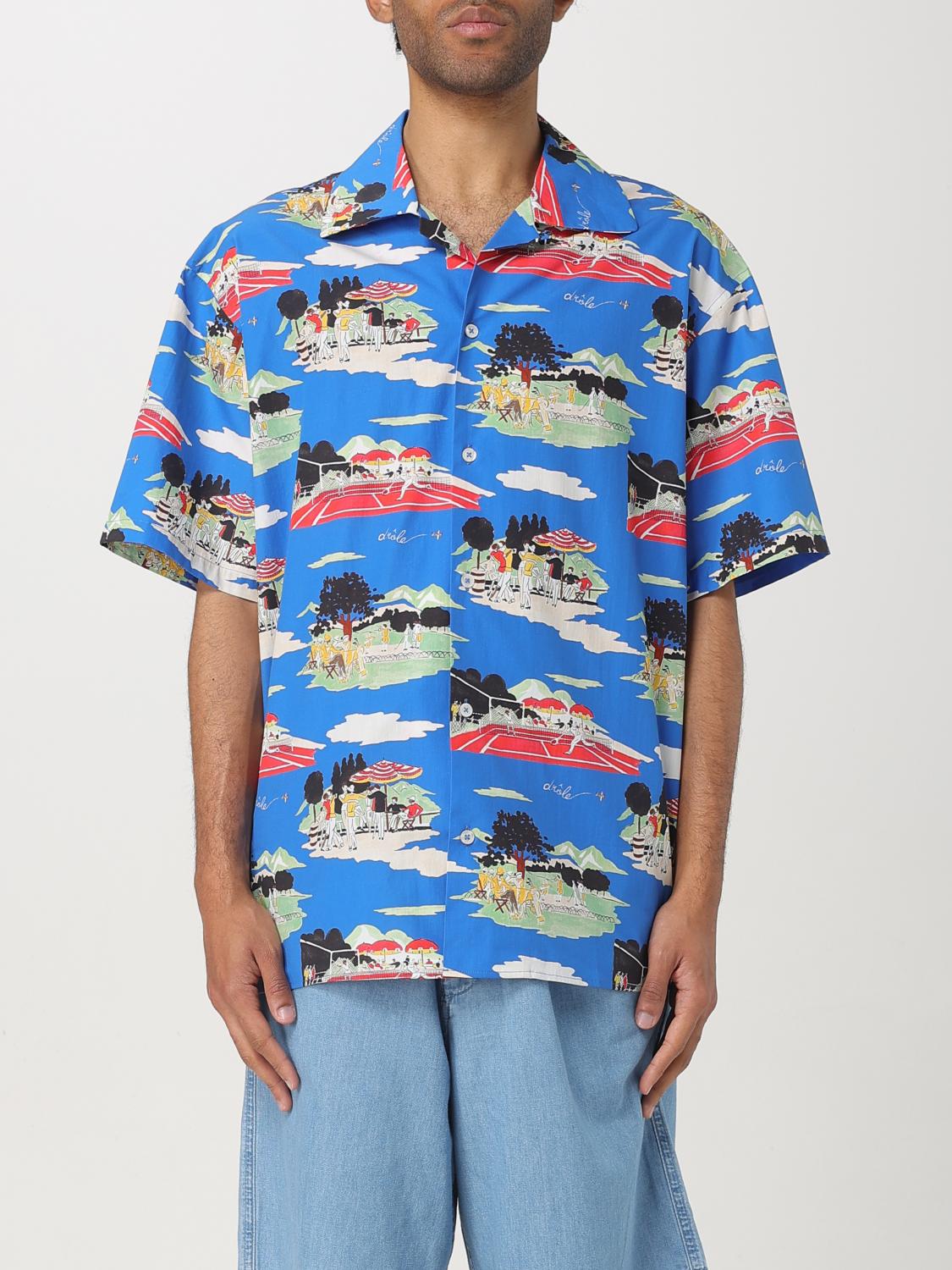 Drôle De Monsieur Multicolor Country Club Short-sleeved Shirt In Blau