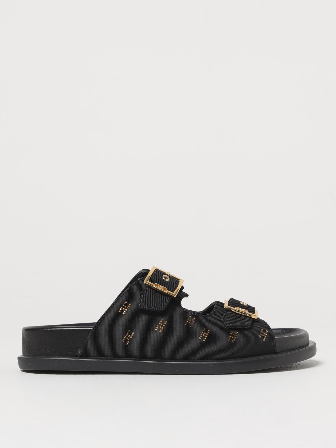 Elisabetta Franchi La Mia Bambina Logo-rhinestone Sandals In Black