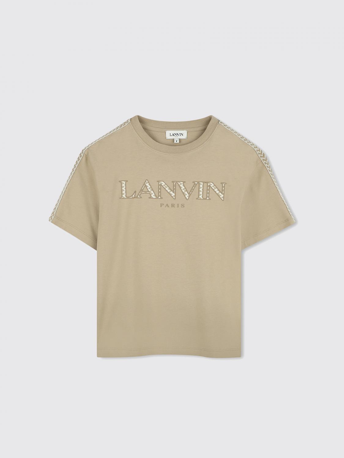 Lanvin Boy's Logo-embroidered T-shirt In Brown
