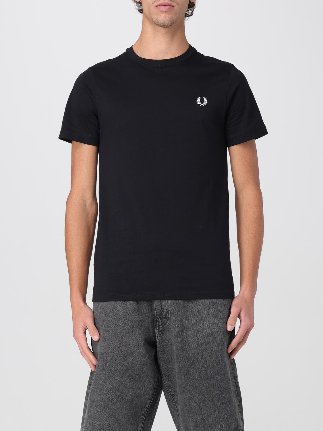 Fred Perry Mens Black Ringer Logo-embroidered Cotton-jersey T-shirt In Schwarz