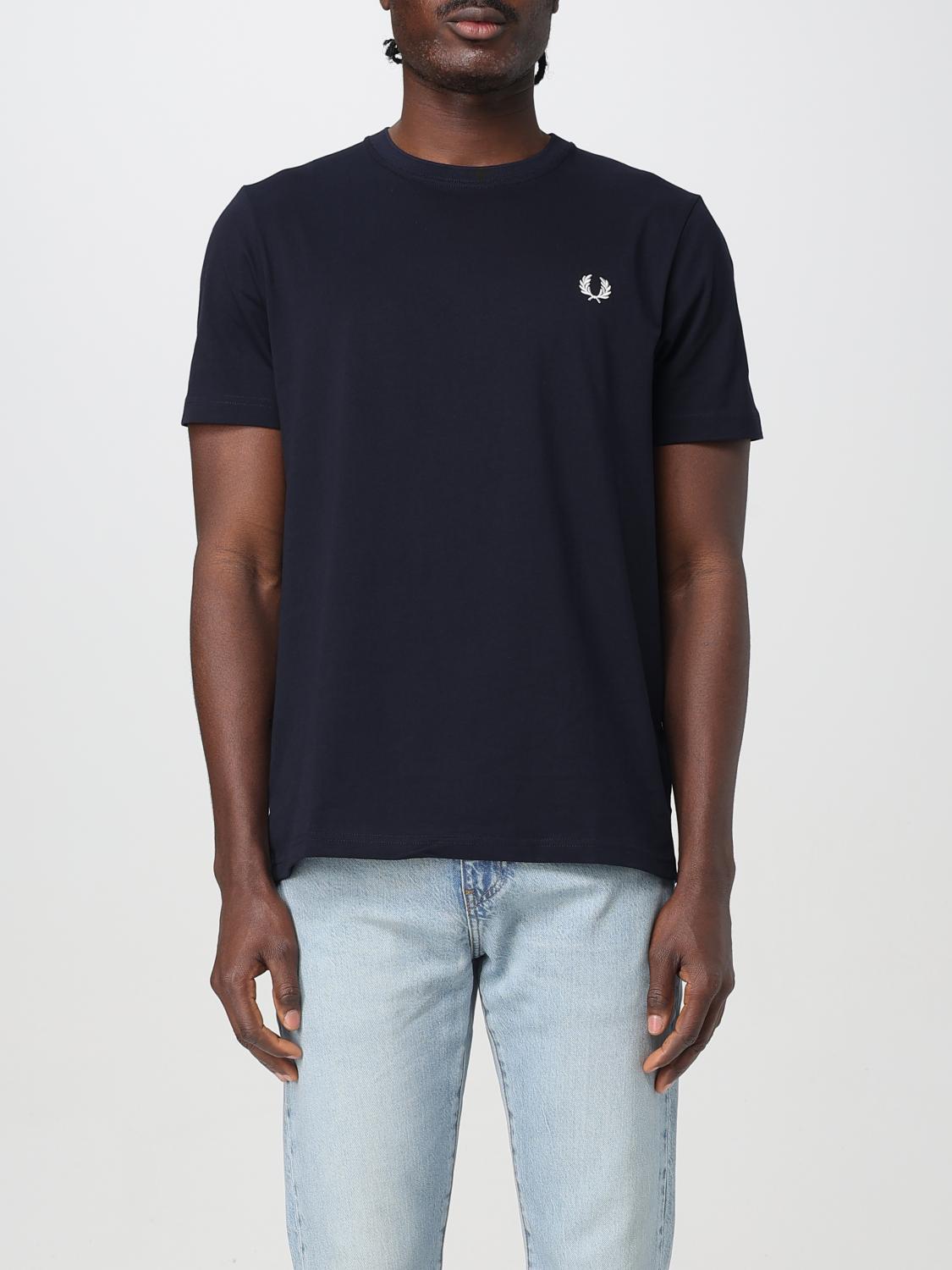Fred Perry Logo-embroidered Cotton T-shirt In Black