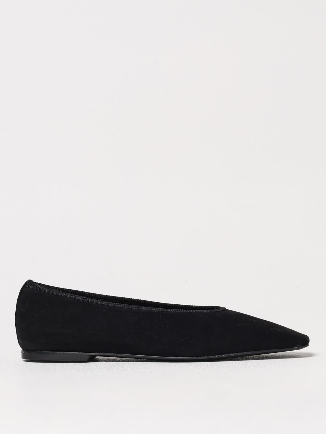 Totême Toteme Minimalist Velvet Ballerinas Shoes In Black