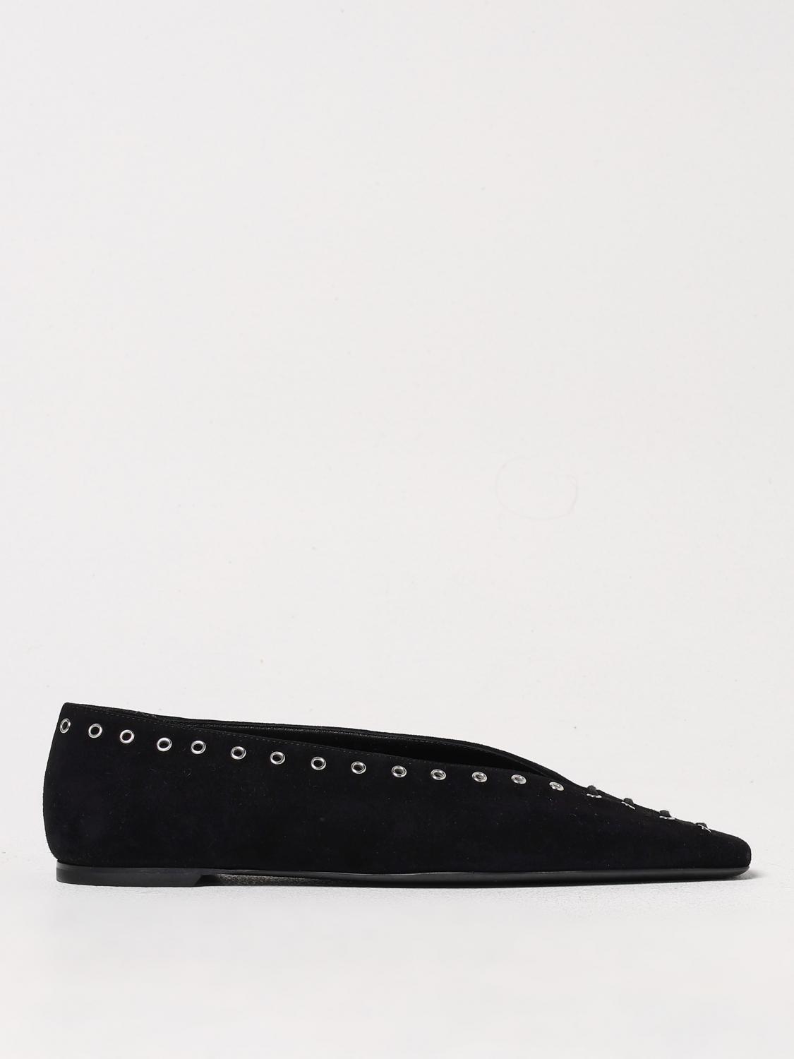 Totême Lace-up Eyelet-embellished Suede Ballet Flats In Black