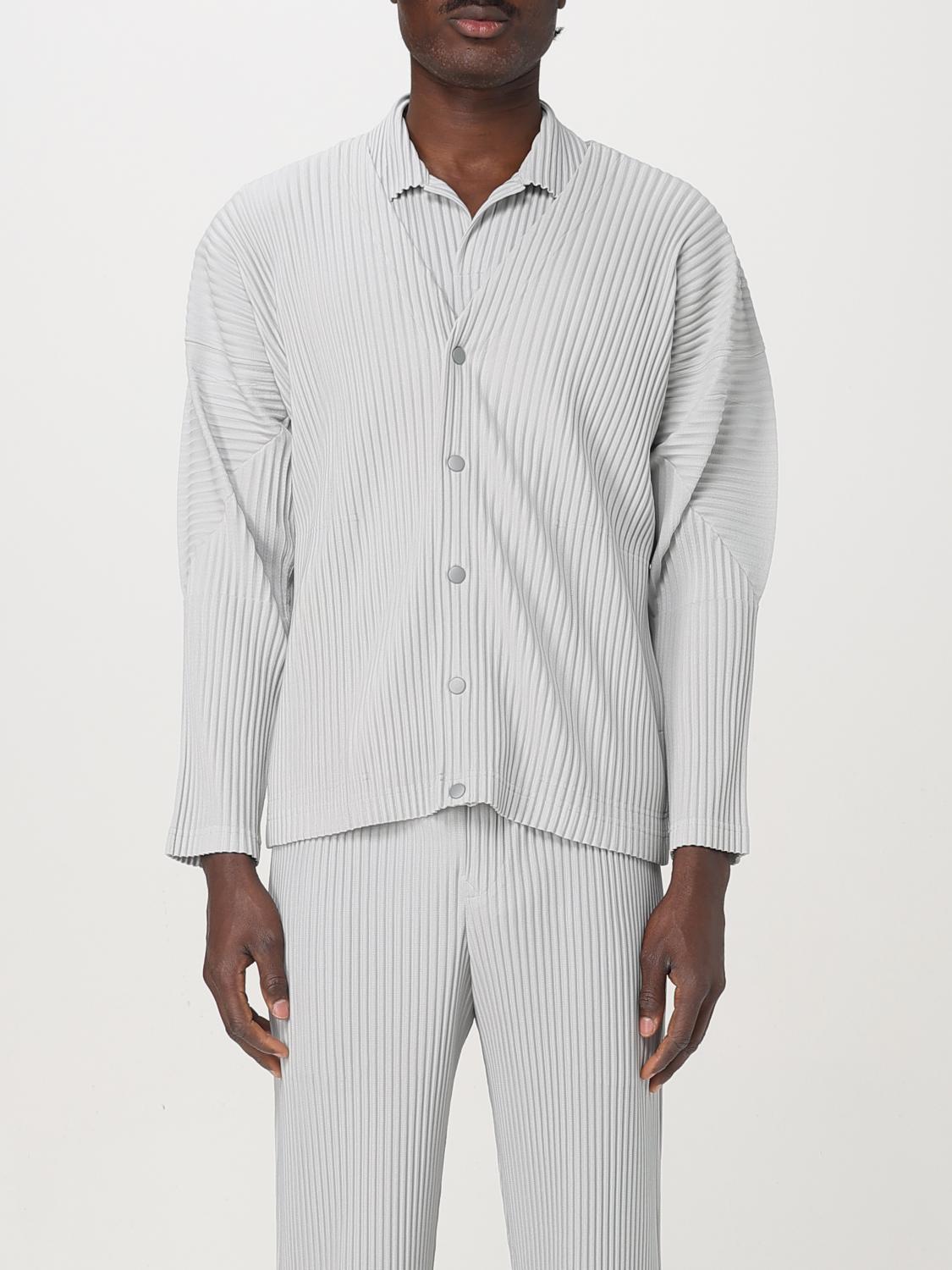 Issey Miyake Ribbed Texture V-neck Cardigan Pockets In Grau