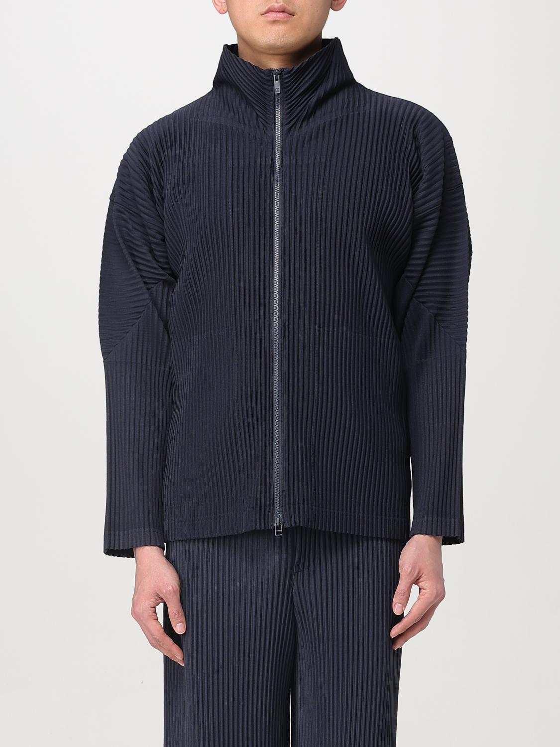 Issey Miyake Ns Navy High-neck Two-slip-pockets Slim-fit Knitted Jacket In Blau