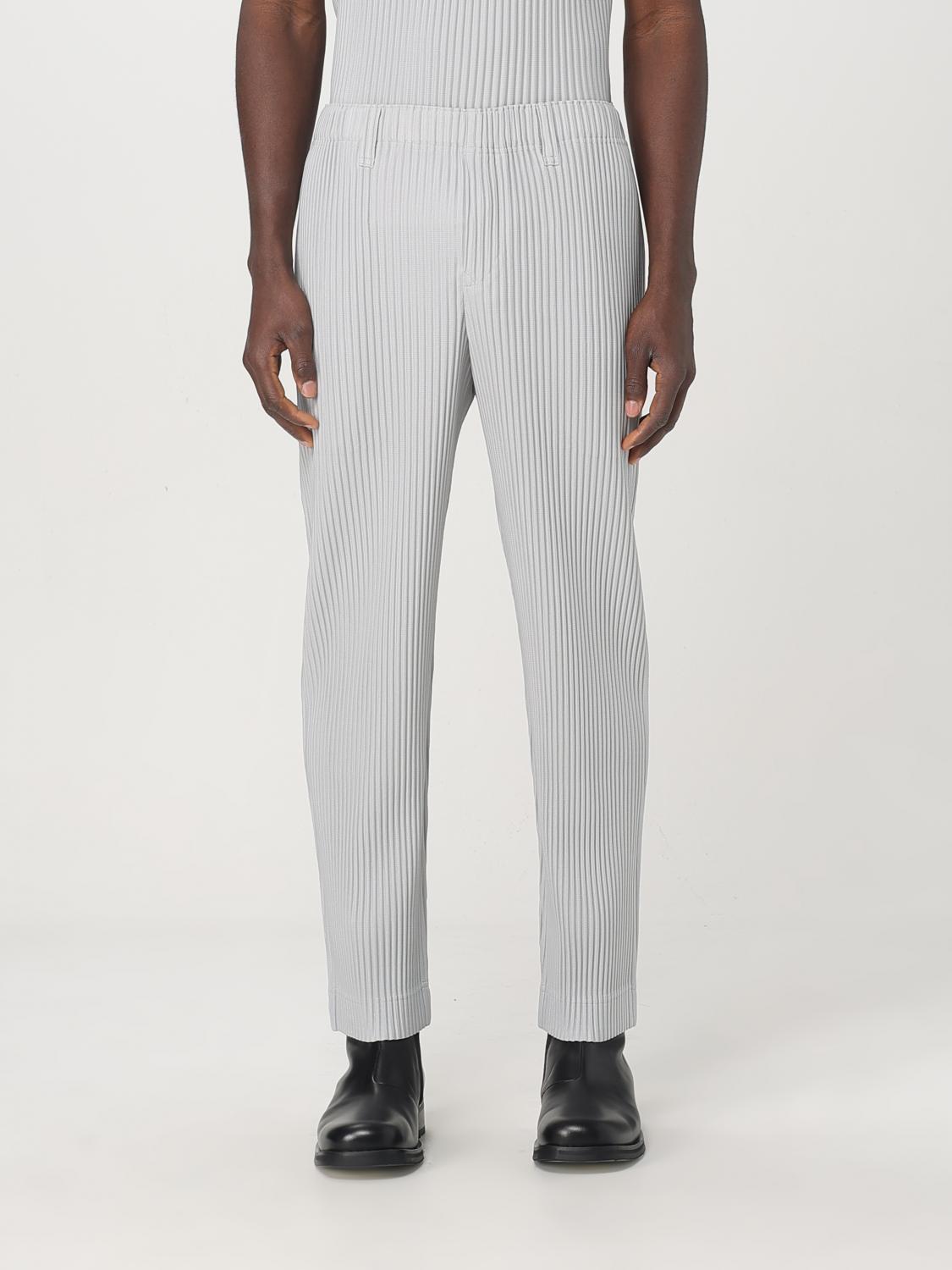 Issey Miyake Mens Core Pleated Straight Leg Trousers In Grau