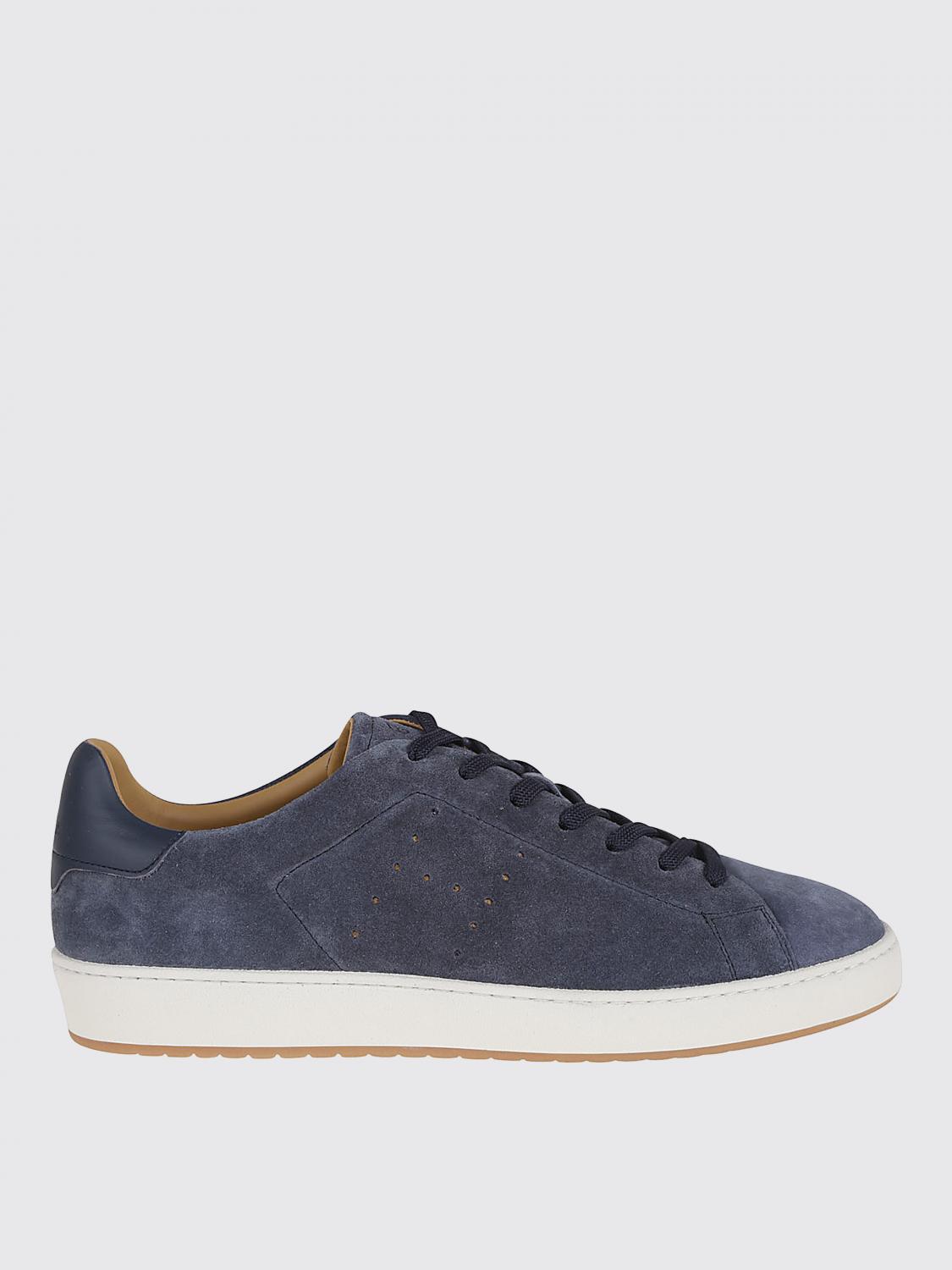 Hogan Perforated Grey Sneakers With Artisanal Washing Treatment In Blue