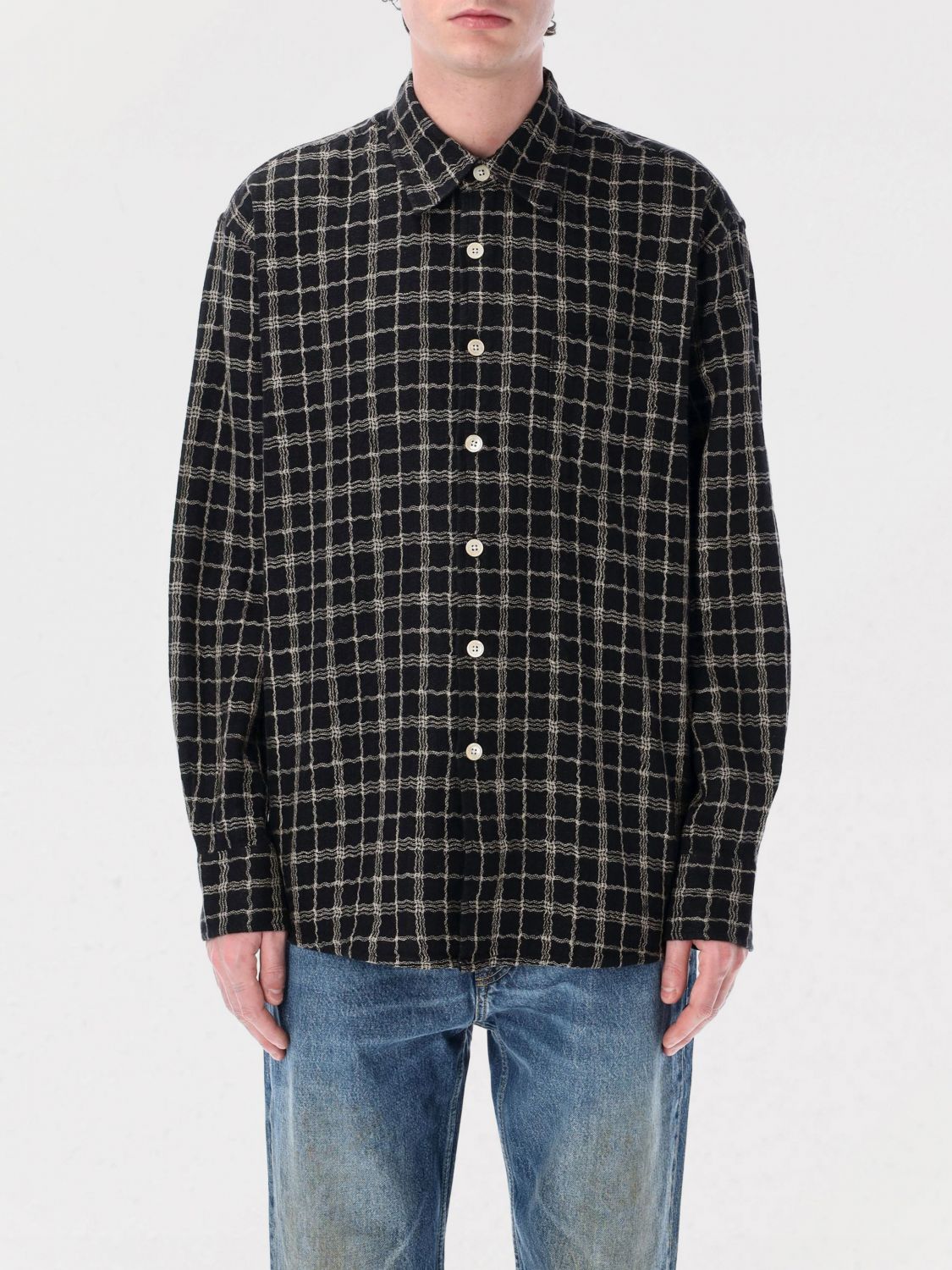 Our Legacy Above Shirt Black Checked Linen Blend Shirt - Above Shirt In ブラック