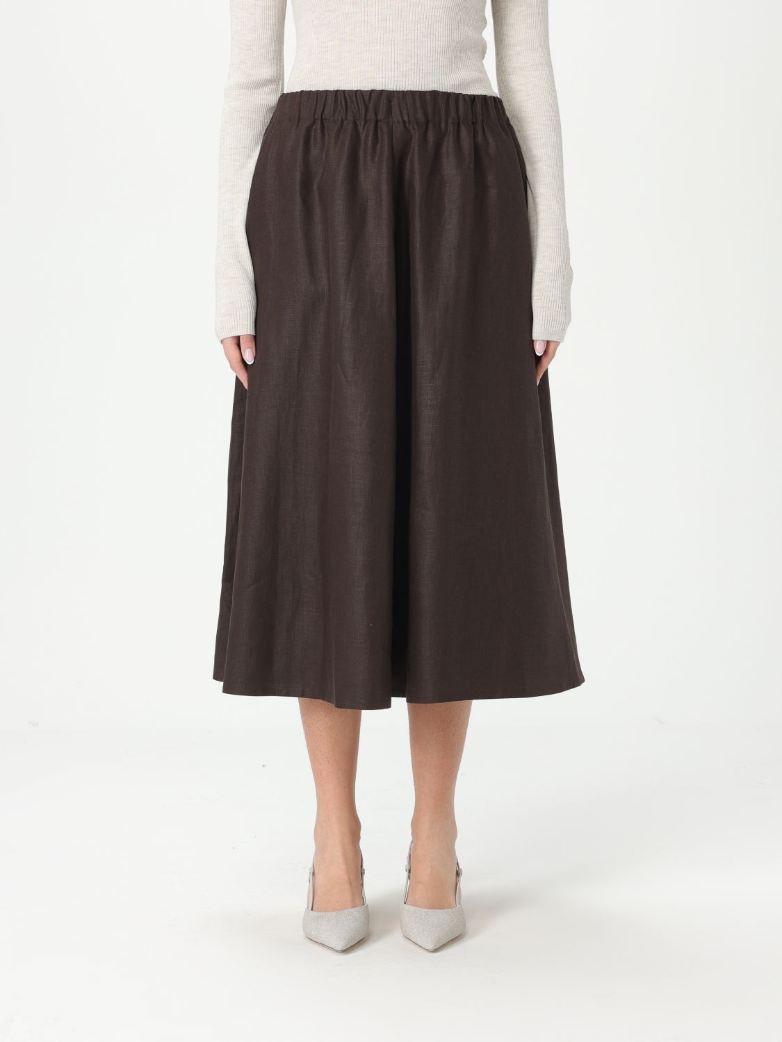Shop Brunello Cucinelli Skirt Woman Color Brown