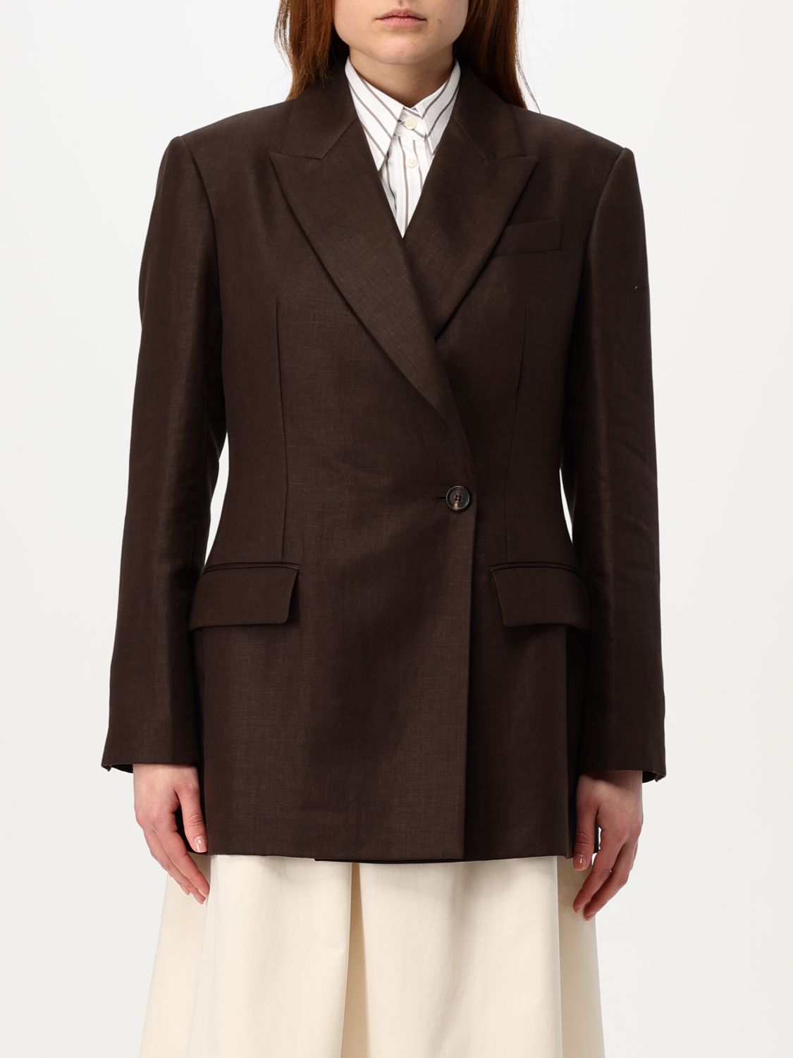 Brunello Cucinelli Blazer  Woman Color Brown In Brown