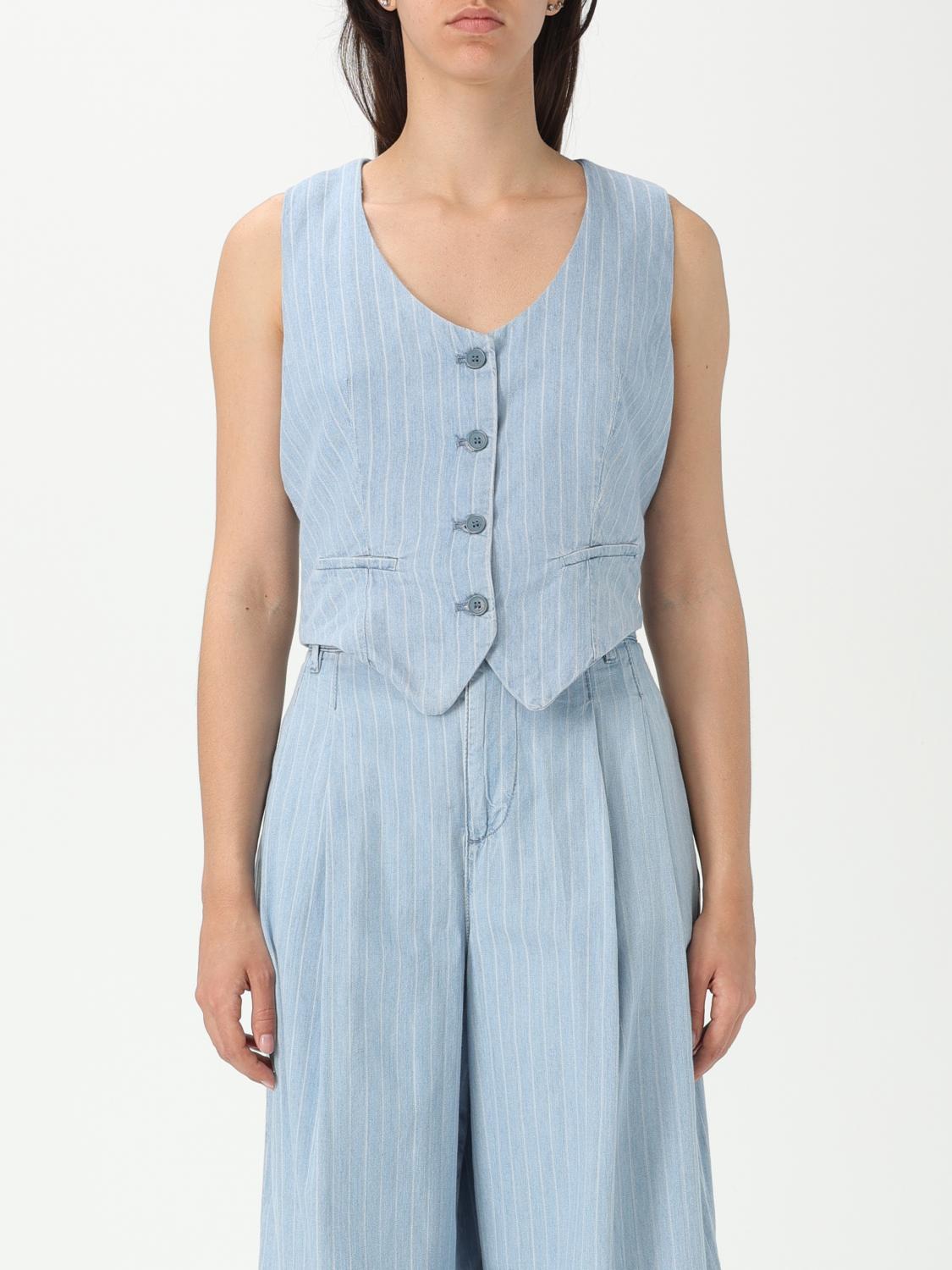 Liu •jo Liu Jo Pinstripe Denim Vest With V-neckline In Denim