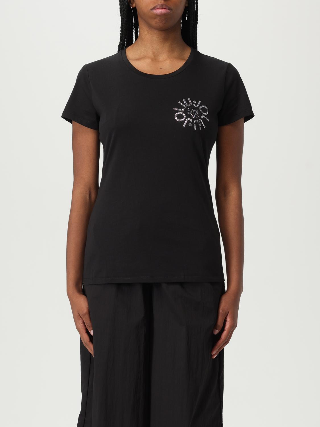 Liu •jo T-shirt In Cotone Con Logo Di Strass Liu Jo