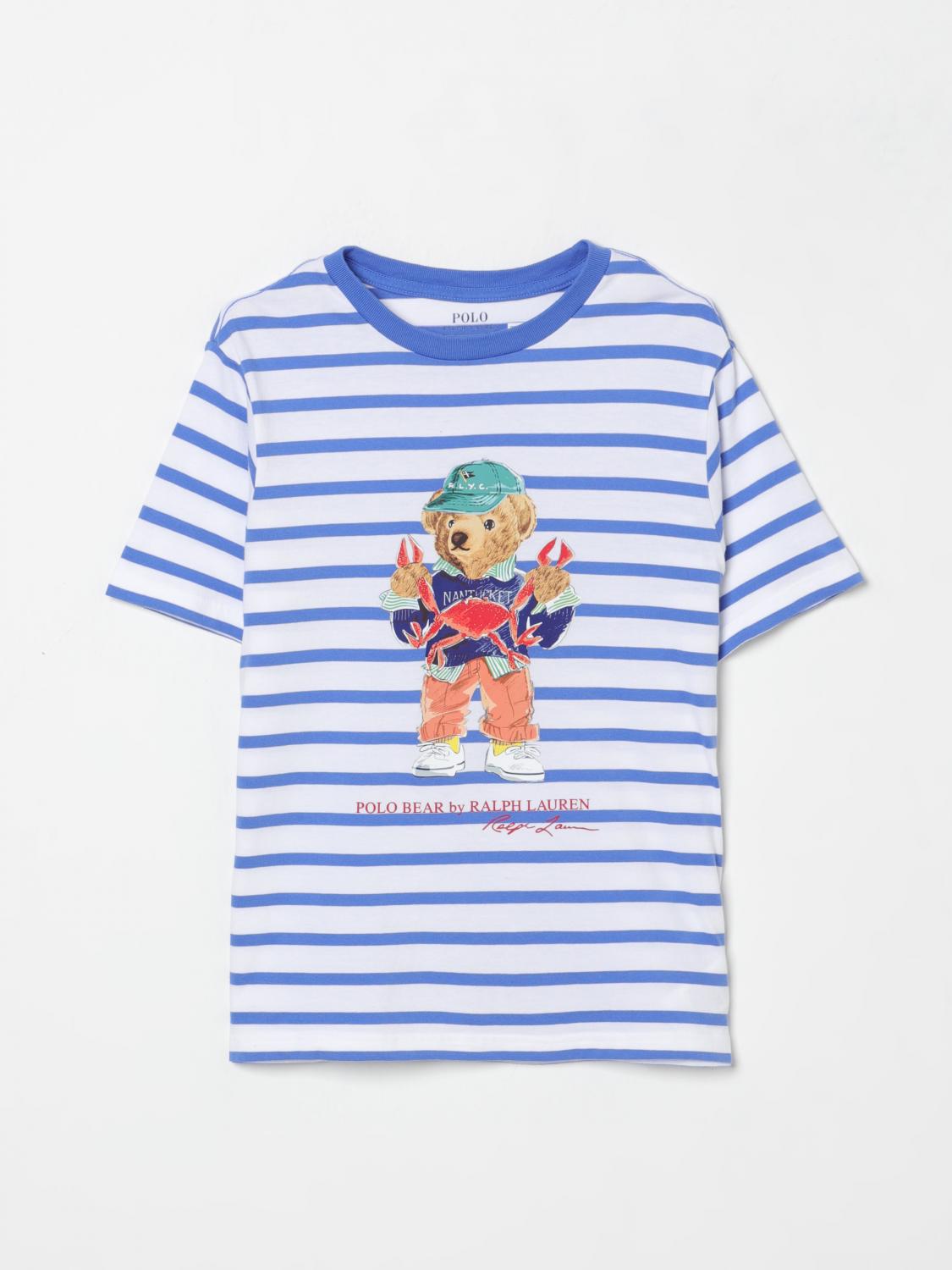 Polo Ralph Lauren Polo Bear Striped Cotton Jersey Tee In Red