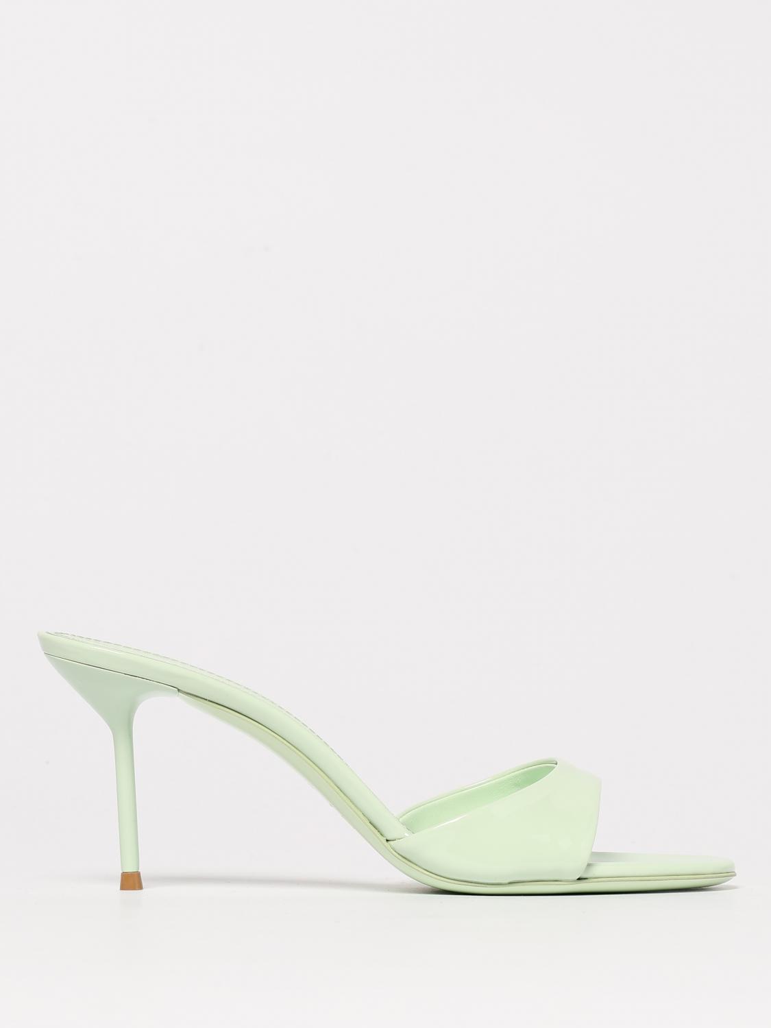 Paris Texas Green Stiletto Sandals With Glossy Finish In Green