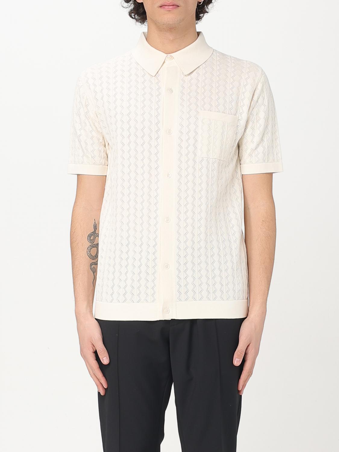 Dolce & Gabbana Perforated Cotton Knit Shirt In White
