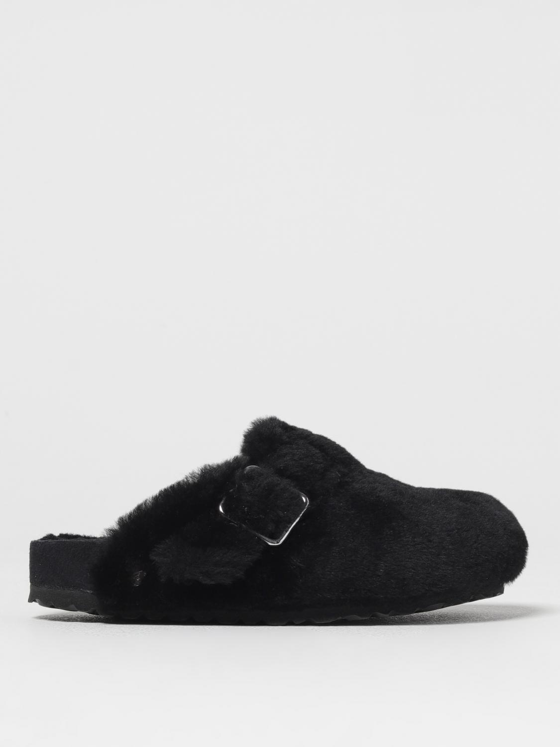 Birkenstock Shearling Boston Clogs In Black