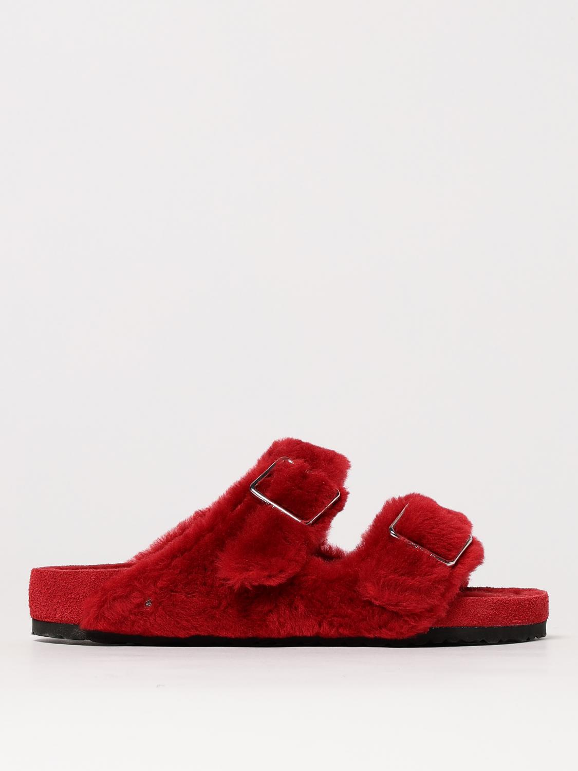 Birkenstock Shearling Sandals In Red