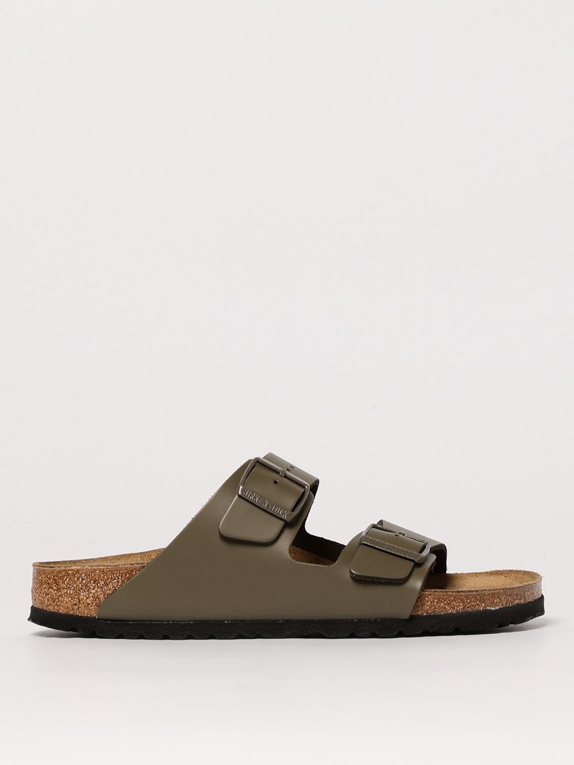 Birkenstock Arizona Birko-flor Nubuck Mocha Slipper - Size S In Grey
