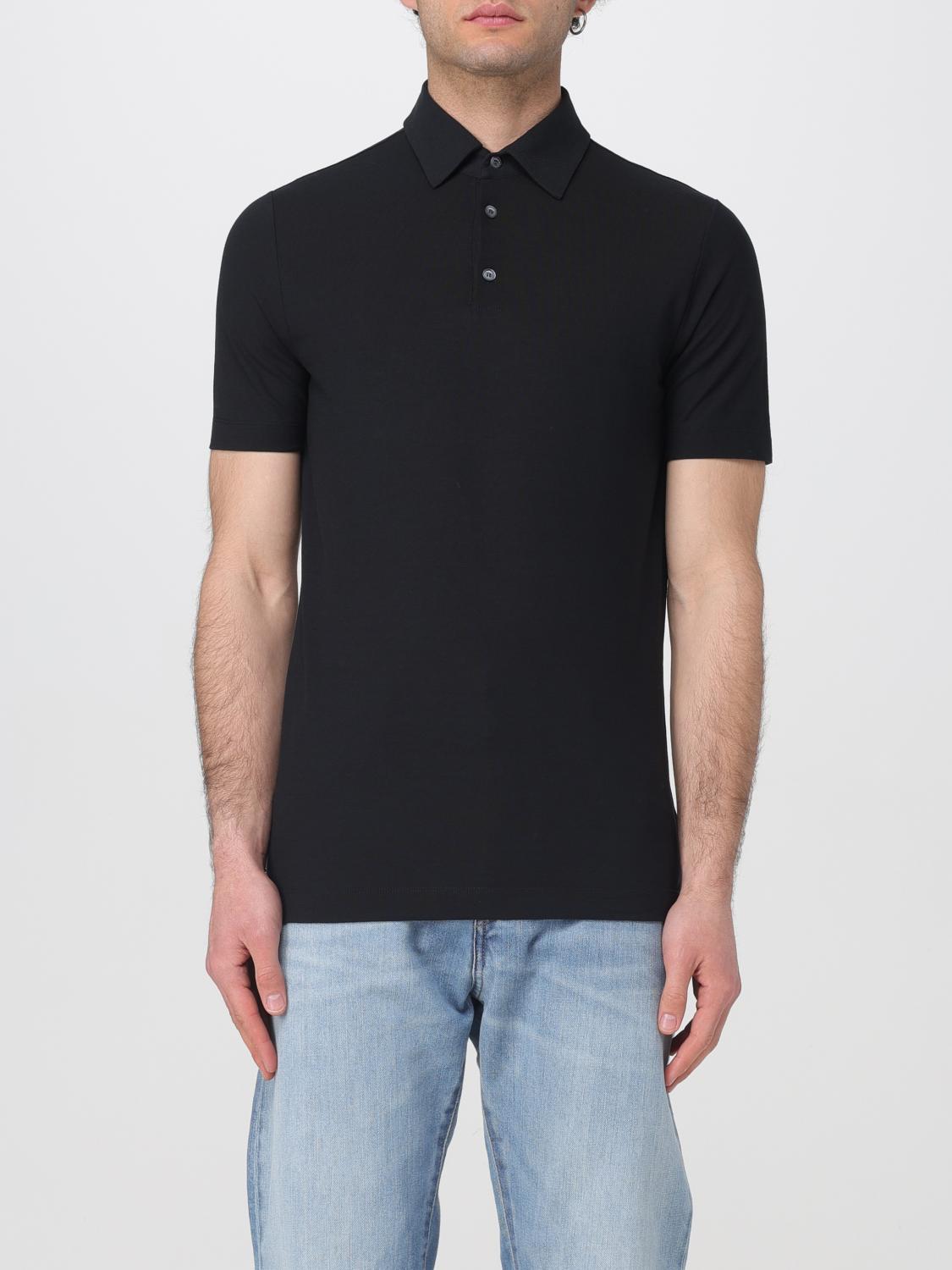 Zanone Ice Cotton Polo Shirt In Black