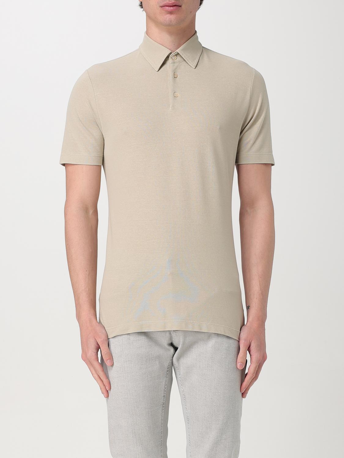 Zanone Cotton Polo Shirt In Sand