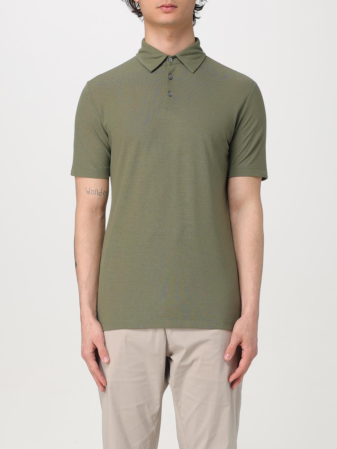 Zanone Green Ice Cotton Three Buttons Polo Shirt In Forest Green