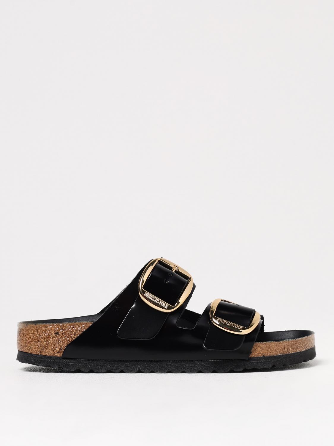 Birkenstock Arizona Big Buckle Patent Leather Sandals In Black